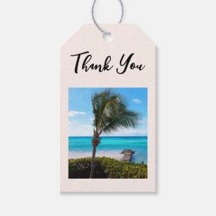 Étiquettes-cadeau Plage Tropicale Scénique Palmier Brise Merci
