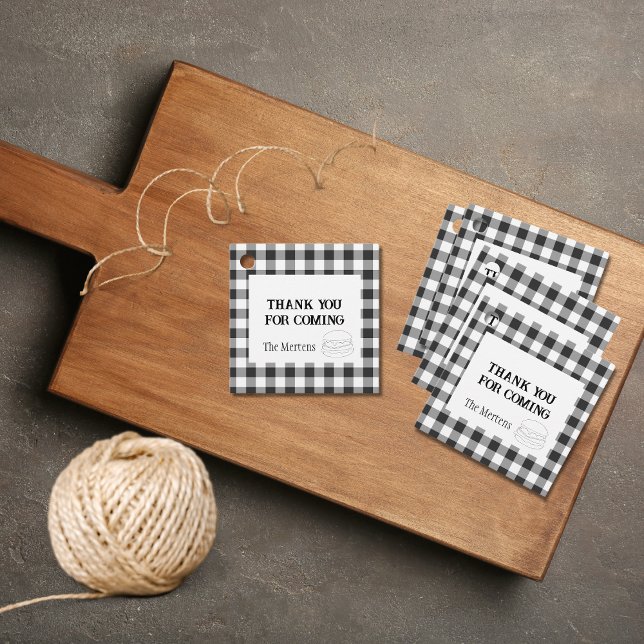 Étiquettes Cadeau Plaid rustique de bisons noirs et blancs (Créateur téléchargé)