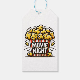 Étiquettes-cadeau Plaisir de soirée cinéma Popcorn ludique