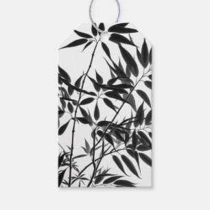 Étiquettes-cadeau Plante en bambou noir et blanc