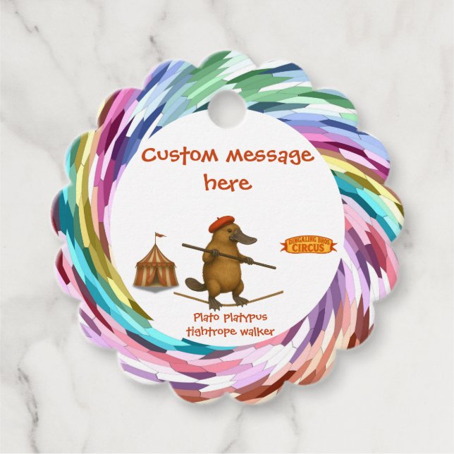 Étiquettes Cadeau Plato platypus tightrope walker (Devant)