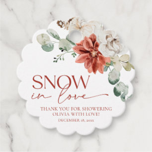 Étiquettes Cadeau Pluie de neige rouge élégante pour la Saint Valent