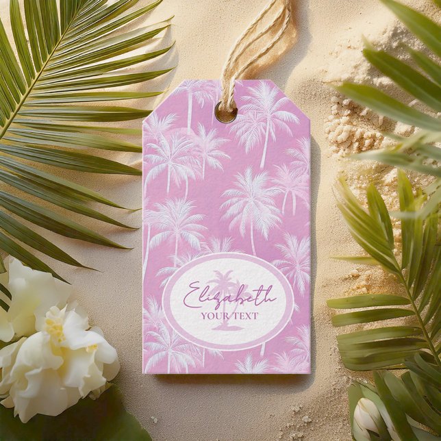 Étiquettes-cadeau Plum Motif de silhouette de palmier hawaïen ID1093 (Créateur téléchargé)