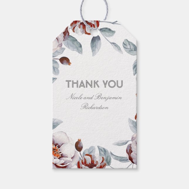 Étiquettes-cadeau Plum Purple Aquarelle Fleurs Élégant Boho (Devant)