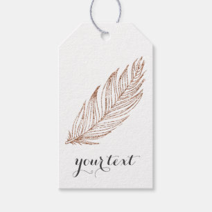 Étiquettes-cadeau Plumes de Parties scintillant rose Gold Faux