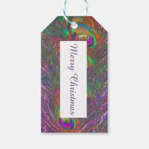 Étiquettes-cadeau Plumes Peacock Tinsel de Noël