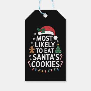 Étiquettes-cadeau Plus susceptible de manger les cookies de Santa No