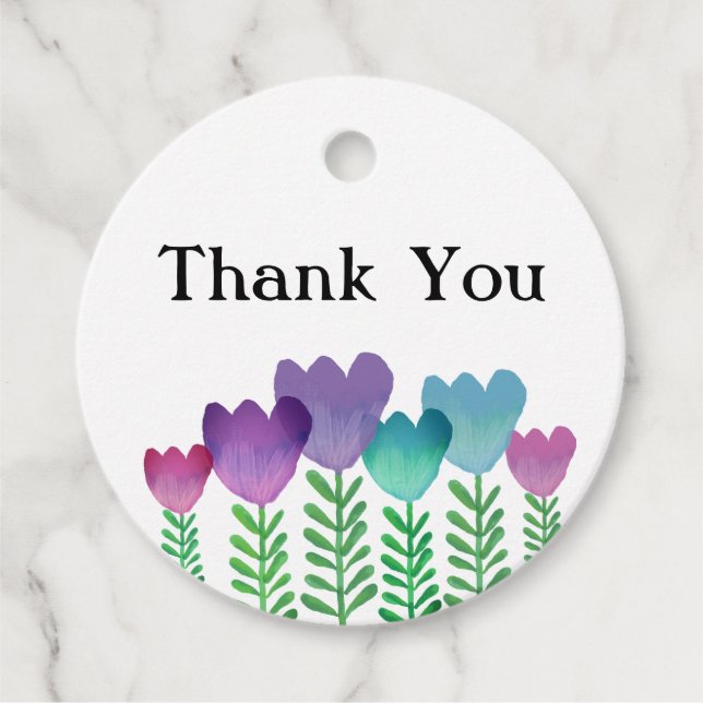 Étiquettes Cadeau Plutôt rose violet Merci Floral (Devant)