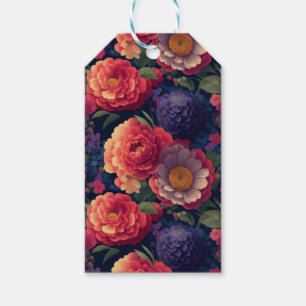 Étiquettes-cadeau Plutôt vintage rouge Orange mum mum peony floral