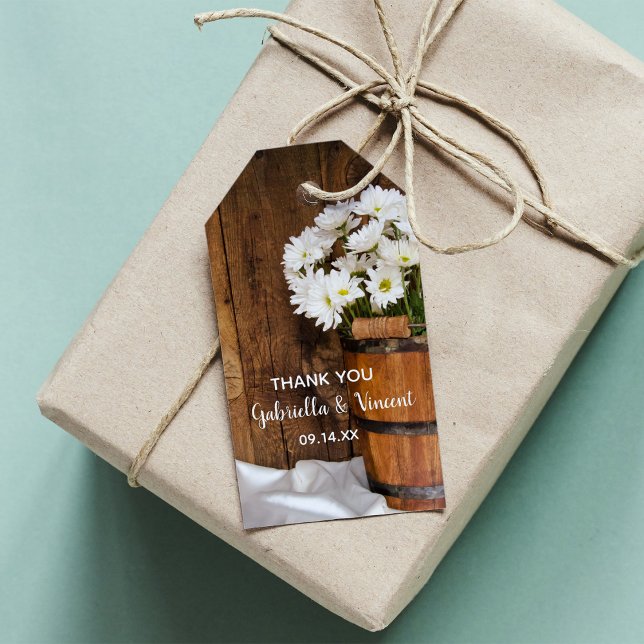 Étiquettes-cadeau Poignées en bois Marguerites Grange Mariage Faveur (Créateur téléchargé)