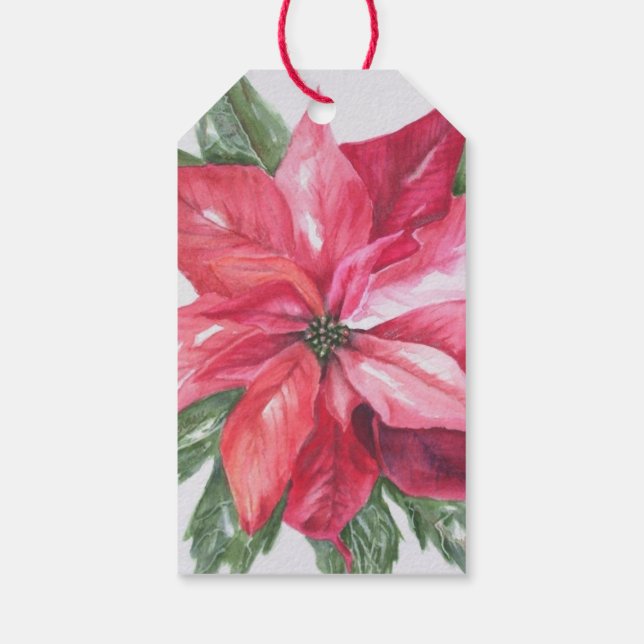 ÉTIQUETTES-CADEAU POINSETTIE DE NOËL CLASSIQUE DE SANTA CLAUS (Dos)