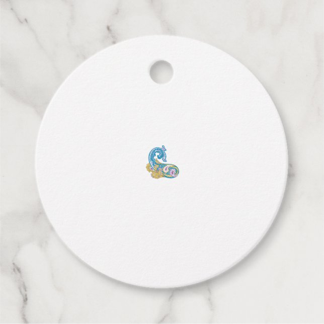 Étiquettes Cadeau Point, Sherpa Blue, Design de sable doré (Devant)