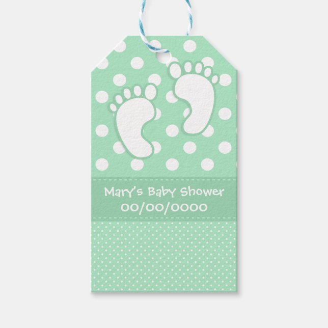 Étiquettes-cadeau Pointe Polka Pieds Bébé (Devant)