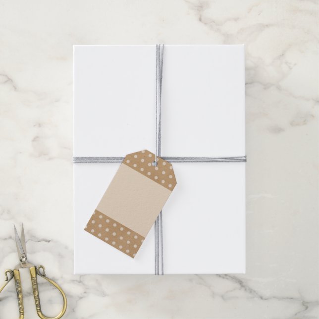 Étiquettes-cadeau Points blancs simples sur Faux Rustic Brown Kraft (Avec de la ficelle)