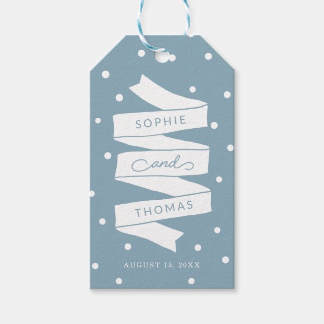 Étiquettes-cadeau Points de couleur personnalisés et mariage au ruba (Devant)
