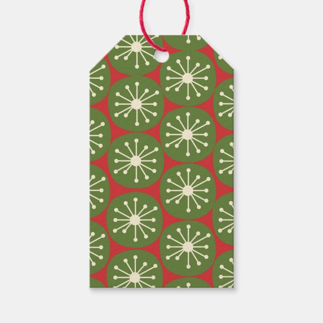 Étiquettes-cadeau Points de Noël du Moyen-siècle de l'ère atomique r (Devant)