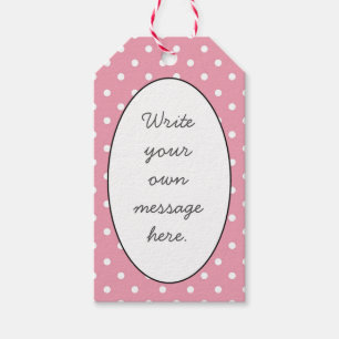 Étiquettes-cadeau Points polka sur motif rose personnalisé