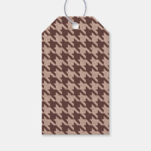 Étiquettes-cadeau Pois brun à carreaux, motif classique chic