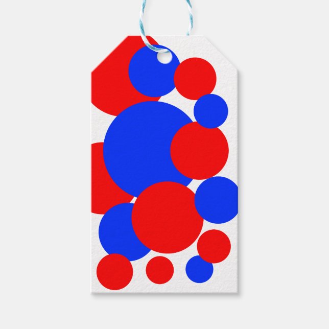 Étiquettes-cadeau Pois rouge, blanc et bleu (Devant)