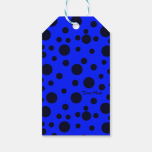 Étiquettes-cadeau Pois simple Noir moderne sur motif bleu