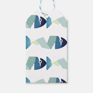 Étiquettes-cadeau Poisson bleu de natation Abstraite