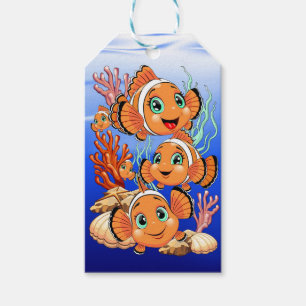 Étiquettes-cadeau Poisson clown Dessin animé Mignon Famille Sous l'e