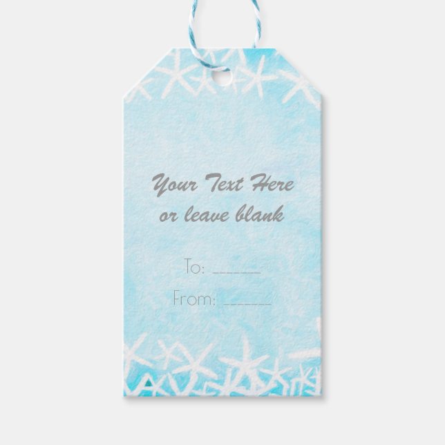 Étiquettes-cadeau Poisson étoilé peint Aqua Blue Party Personnalisé  (Devant)