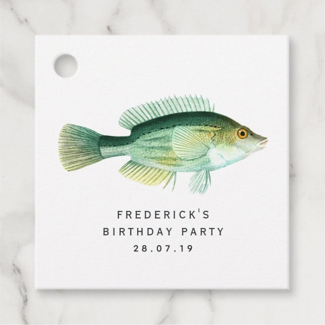 Étiquettes Cadeau Poisson vintage (Devant)
