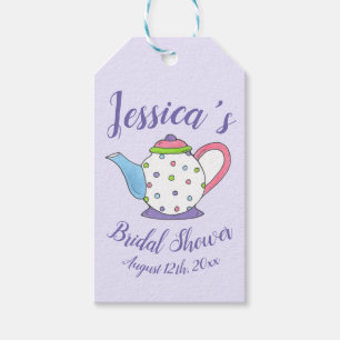 Étiquettes-cadeau Polka Dot Teapot Après-Midi Tea Baby shower