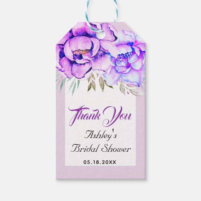 Étiquettes-cadeau Pomme de Merci lilas douche nuptiale (Devant)