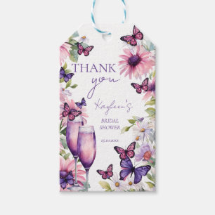 Étiquettes-cadeau Pommes à papillons violet douche à la nage