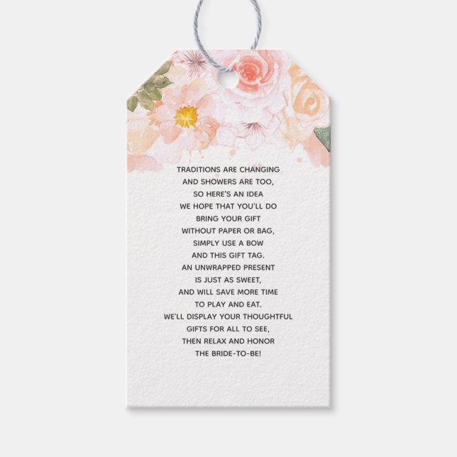 Étiquettes-cadeau Pomper Monnaie Succulent Floral Bridal Affichage D (Devant)