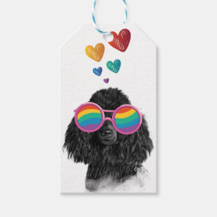 Étiquettes-cadeau Poodle Dog with Hearts Saint-Valentin