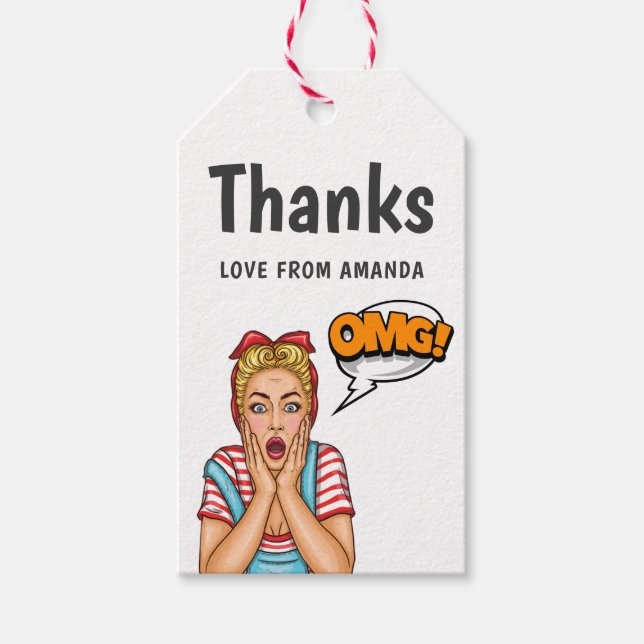 Étiquettes-cadeau Pop Art Comic Merci (Devant)