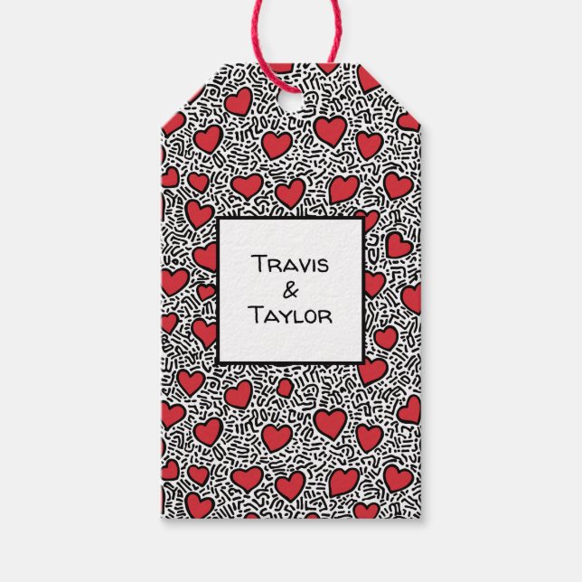 Étiquettes-cadeau Pop Art Heart Motif (Devant)