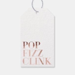 Étiquettes-cadeau Pop Fizz Clink tendance Faux Rose Gold Foil Holida