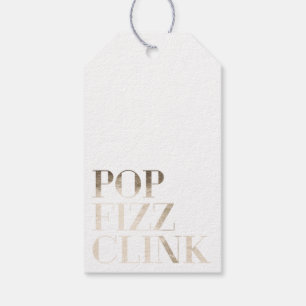 Étiquettes-cadeau Pop Fizz Clink Trendy Faux Gold Foil Wine Tags