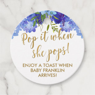 Étiquettes Cadeau Pop it lorsqu'elle pops Blue Floral Boy Favoriser 