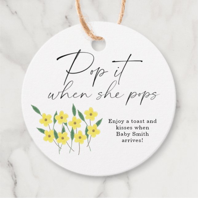 Étiquettes Cadeau Pop it quand elle affiche des Fleurs sauvages élég (Devant)
