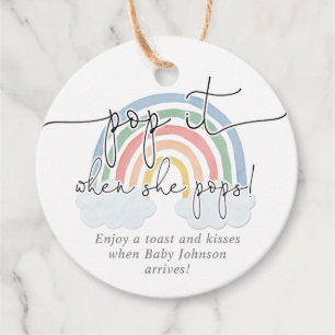 Étiquettes Cadeau Pop it quand elle pop arc-en-ciel pastel aquarelle