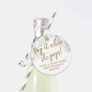Étiquettes Cadeau Pop it quand elle pop Baby shower Floral moderne
