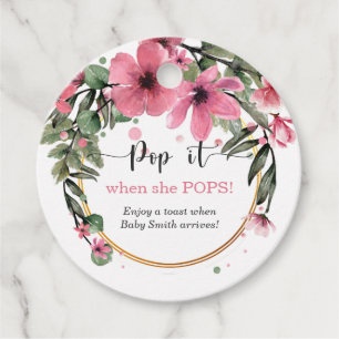Étiquettes Cadeau Pop it quand elle pop rose et or aquarelle
