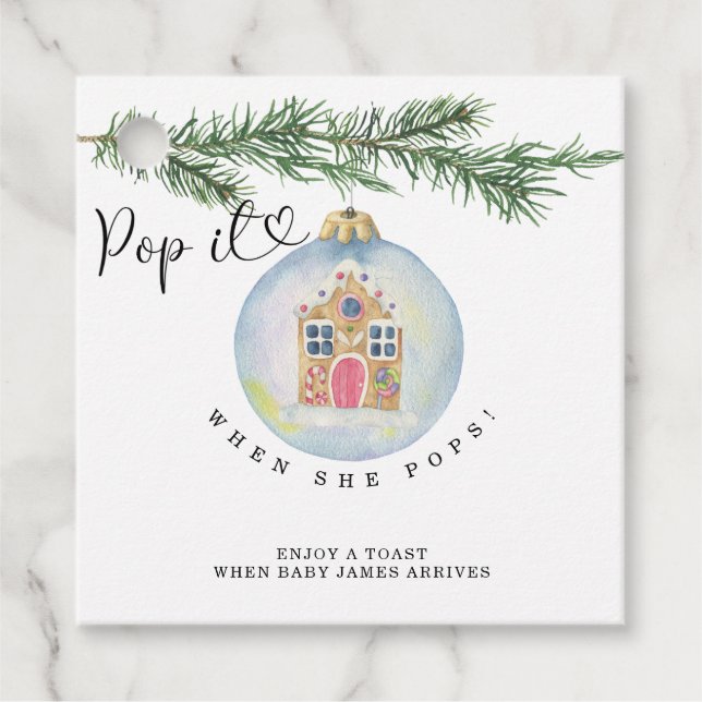 Étiquettes Cadeau Pop it when it pops - Branche d'hiver - (Devant)