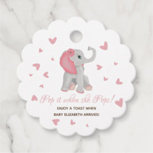 Étiquettes Cadeau Pop It When She Pop Pink Elephant Baby shower