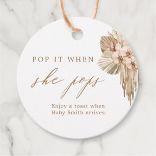 Étiquettes Cadeau Pop It When She Pops Bohemian Baby shower Favorise