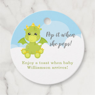 Étiquettes Cadeau Pop It When She Pops Boy Dragon Baby shower