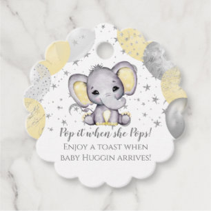 Étiquettes Cadeau Pop It When She Pops Elephant Baby shower