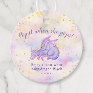 Étiquettes Cadeau Pop It When She Pops Purple Dragon Baby shower