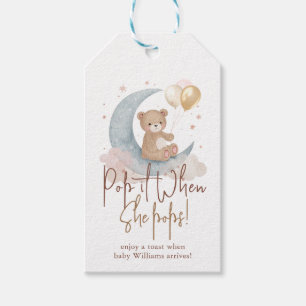 Étiquettes-cadeau Pop It When She Pops Teddy Bear Baby shower