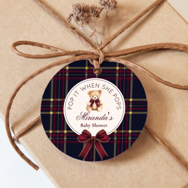 Étiquettes Cadeau Pop quand elle frappe Teddy Bear Red Bow (Créateur téléchargé)